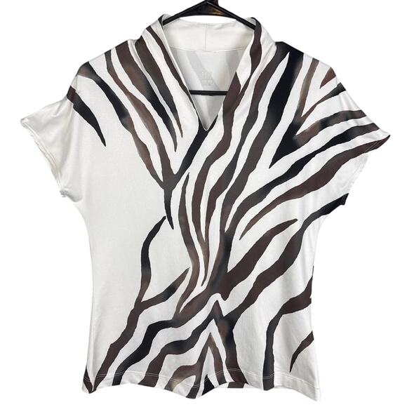 Tail Womens Zebra Print Golf Pickleball Tennis Shirt Size S Loud Athleisure - Picture 1 of 7